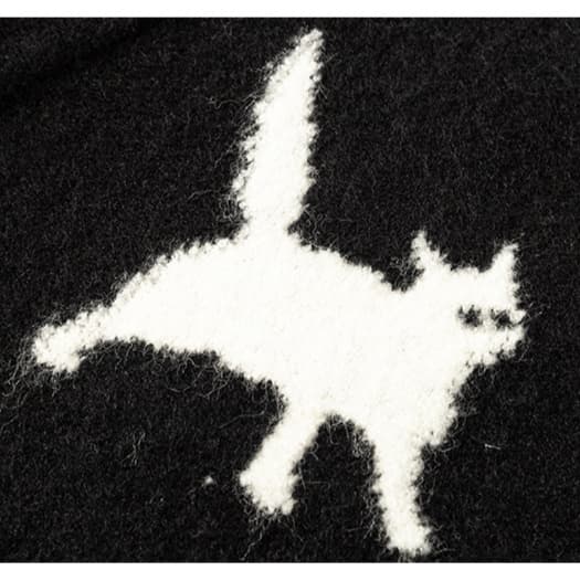 カーディガン メンズ 猫シルエット刺繍入りゆったりカーディガン