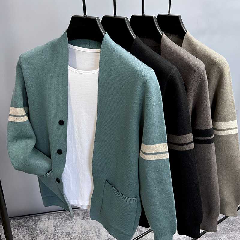 カーディガン メンズ シンプルライン カーディガン