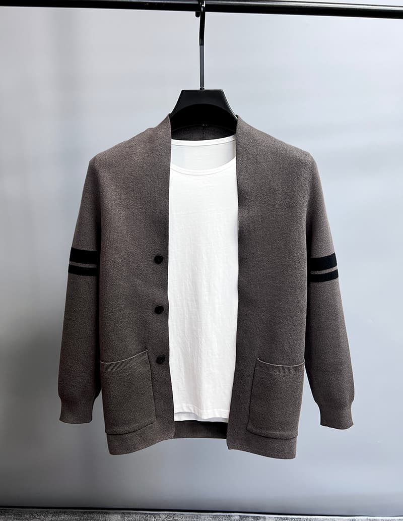 カーディガン メンズ シンプルライン カーディガン
