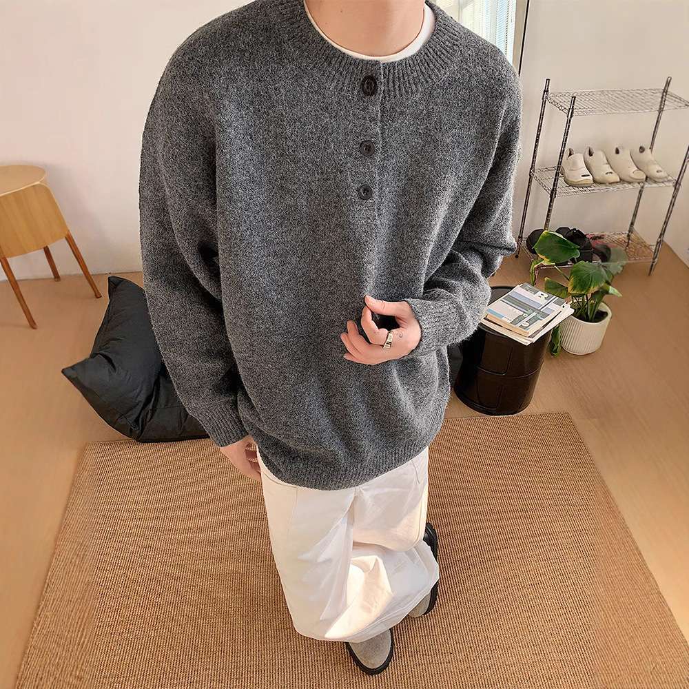 カーディガン メンズ シンプル立体編みカーディガン
