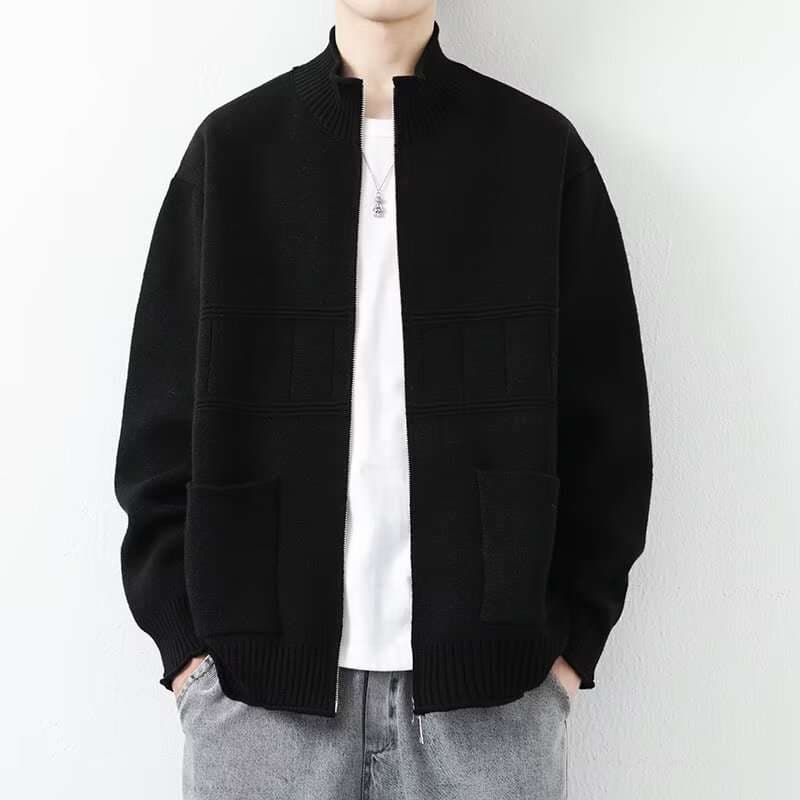 カーディガン メンズ シンプル ハイネック カーディガン