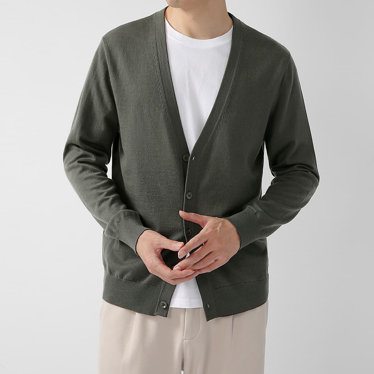 カーディガン メンズ シンプル デイリー ロングカーディガン