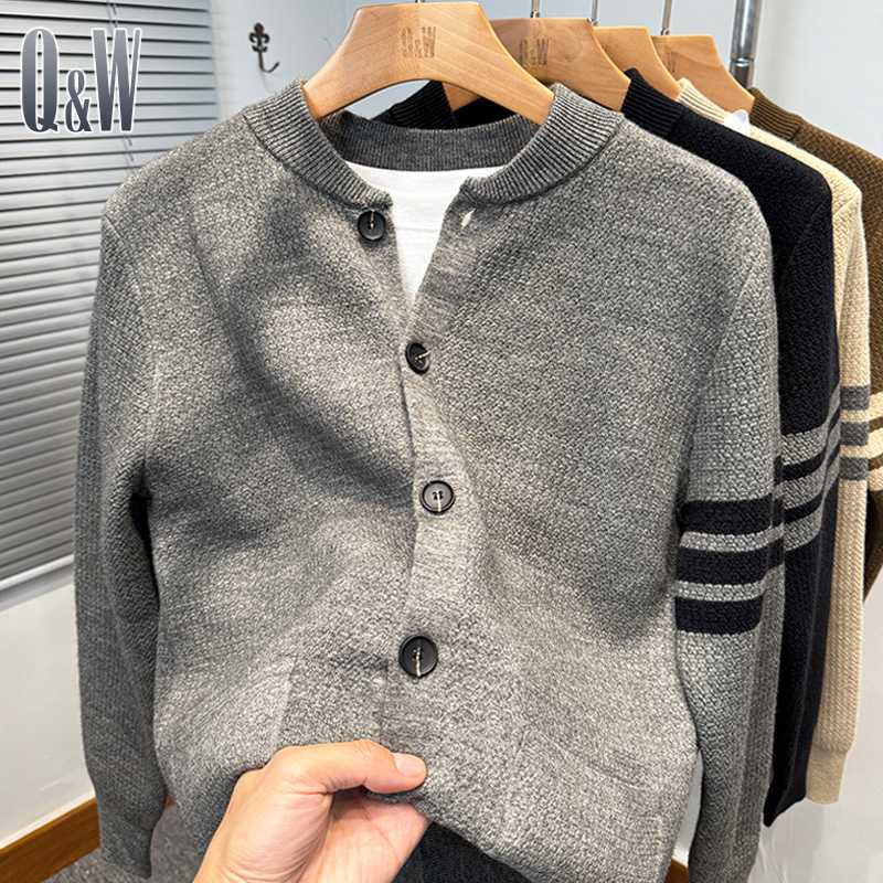 カーディガン メンズ シンプルライン ニットカーディガン