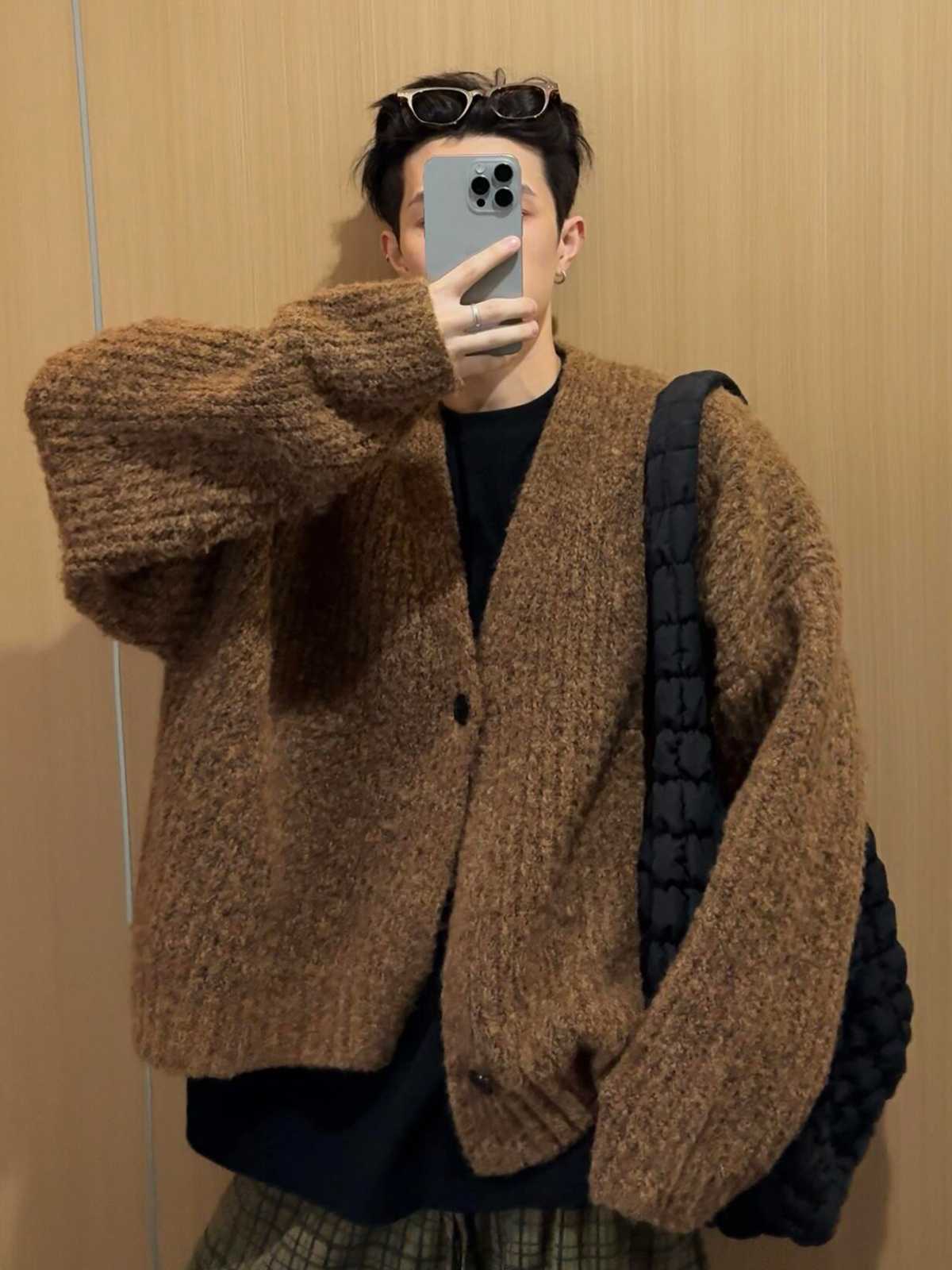 カーディガン メンズ カーディガン メンズ ふんわりモヘアタッチカーディガン
