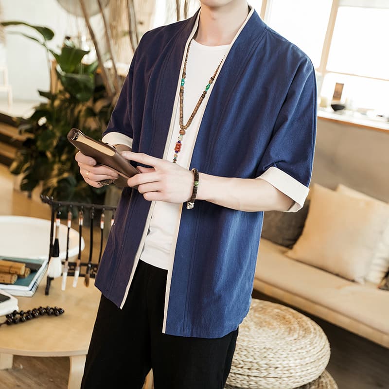 カーディガン メンズ カーディガン メンズ 和風シルエット 半袖カーディガン