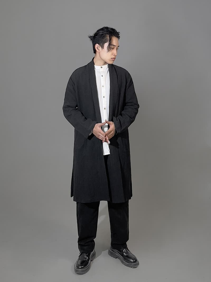カーディガン メンズ 和風長丈羽織りカーディガン