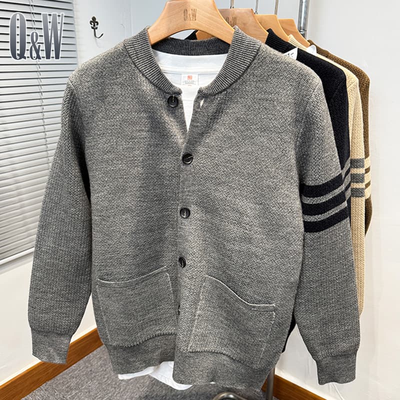 カーディガン メンズ シンプルライン ニットカーディガン