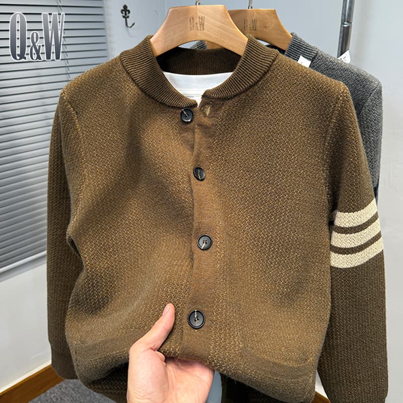 カーディガン メンズ シンプルライン ニットカーディガン