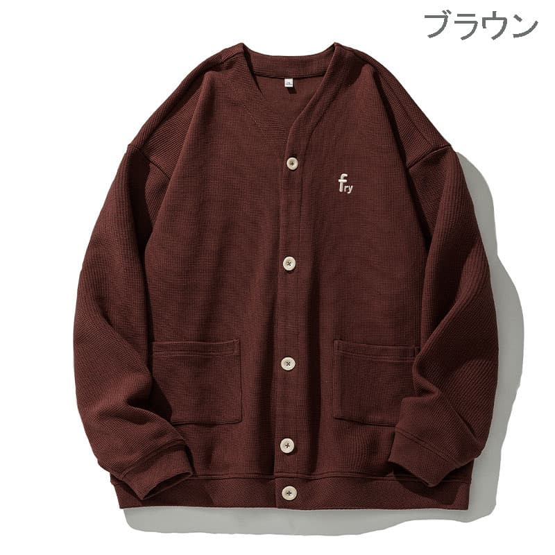 メンズ カーディガンニット 学生風メンズカーディガン