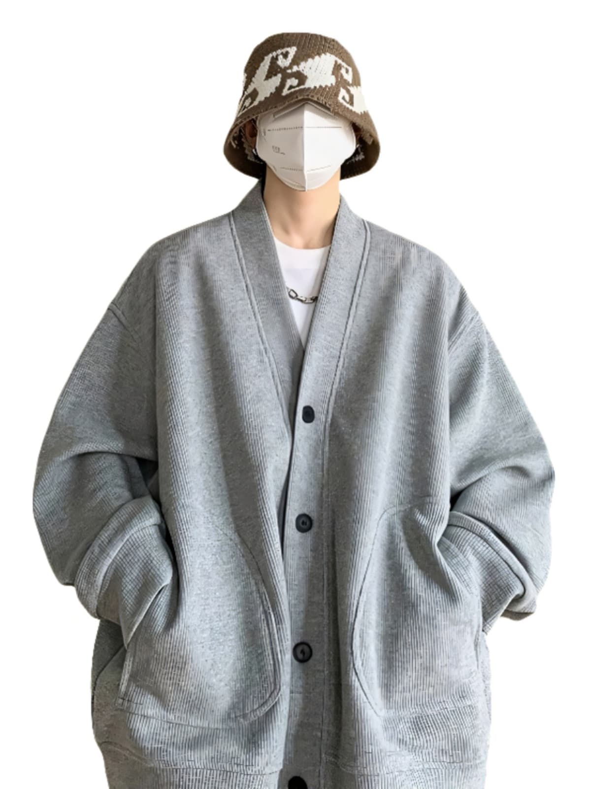 黒 和風ゆったりカーディガン メンズ
