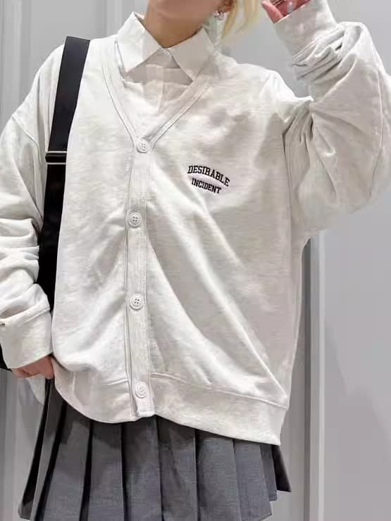 カーディガン メンズ 男性用ゆったり刺繍入り羽織りもの長袖トップス